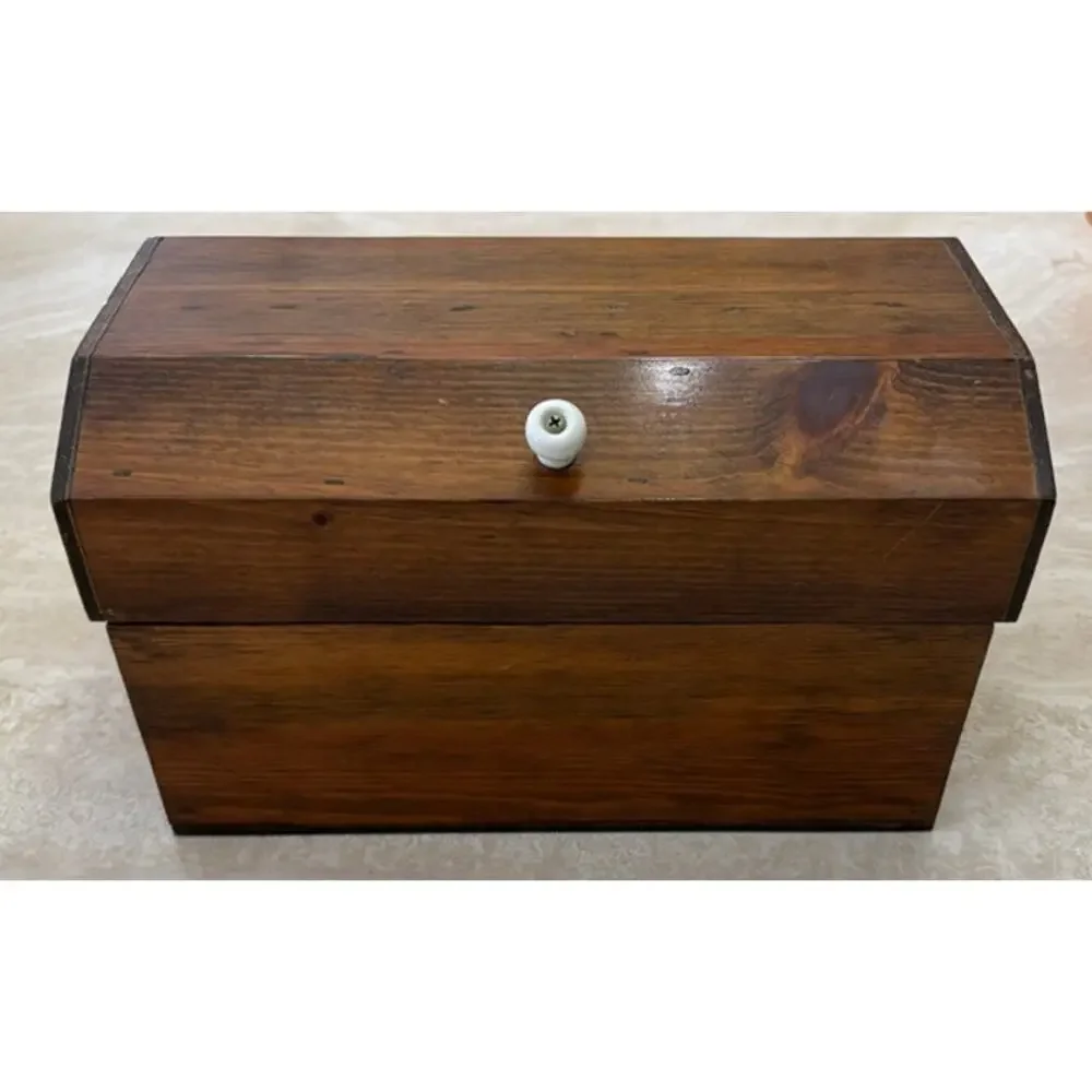 Vintage Rustic Wooden Keepsake Chest Box Storage Hinged Lid Solid Wood 12